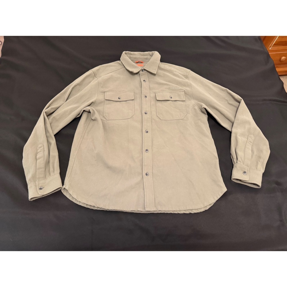 Merrell Mens Large Flannel Fleece Button Down Shirt Long Sleeve Pockets